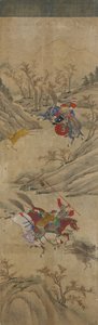 Hunting Scene (3 riders and 2 boars) by Korean School