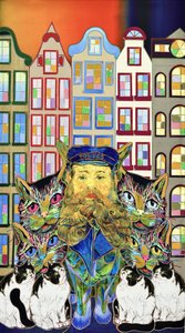 Whimsical Postman And Cats by Kostyantin Malginov