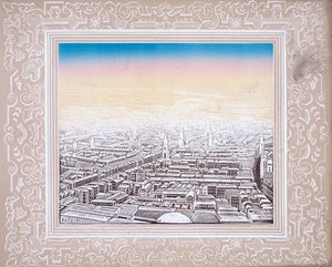 Aerial View of London Framed in a Decorative Border