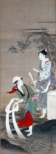 Two Beauties at the Crystal River in Mishima by Kubo Shumman