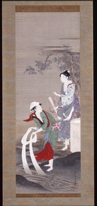 Two Beauties at the Tamagawa (Crystal River) in Mishima by Kubo Shunman