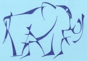 Blue Abstract Elephant by Kulik