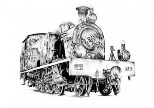 Classic Steam Engine Sketch by Kulik