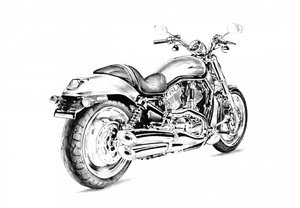 Detailed Motorcycle Drawing by Kulik