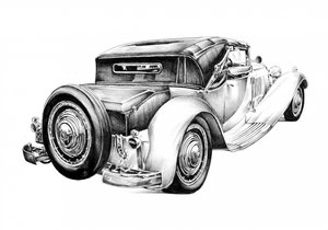 Elegant Vintage Car Drawing by Kulik