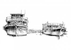 Harbor Boats Sketch by Kulik
