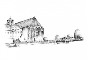 Historic Riverfront City Sketch by Kulik