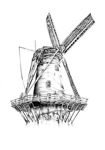 Historic Windmill Drawing by Kulik