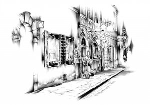 Old European Street Sketch by Kulik