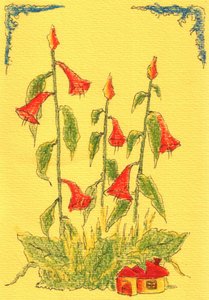 Red Bell Flowers House by Kulik