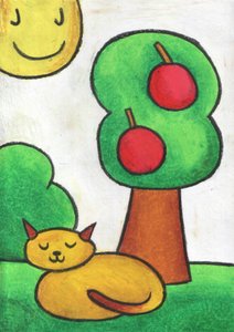 Sleeping Cat Sunny Day by Kulik