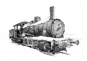 Vintage Locomotive in Snow by Kulik