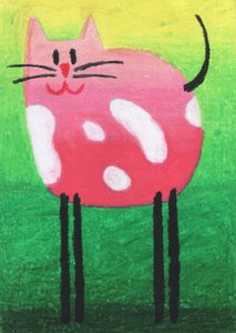 Whimsical Pink Cat by Kulik