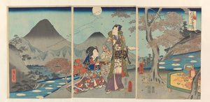 The Moon Reflected in the Rice Fields of Shinano by Kunisada (II) , Utagawa