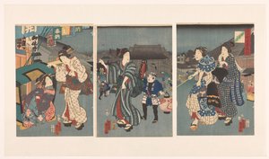 Temple Festival by Kunisada (II) , Utagawa