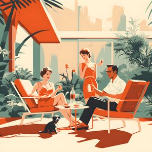 3 Friends Relaxing in the Garden with One or Two Drinks 1