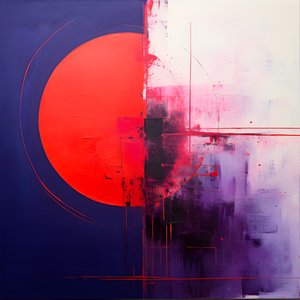 Abstract Painting of a Purple Circle and a Red Circle 1