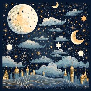 A Collection of Isolated Fantasy Illustrations of Sky Elements 4