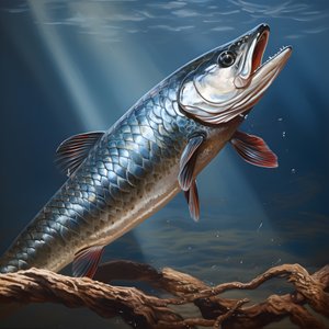 A Snoek, a Type of Fish, Caught on a Fishing Line 4