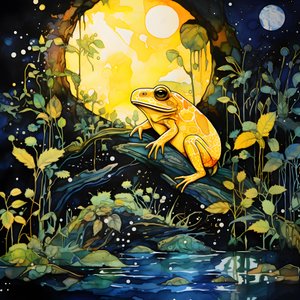 A Yellow Frog in the Forest, Moon, River 3