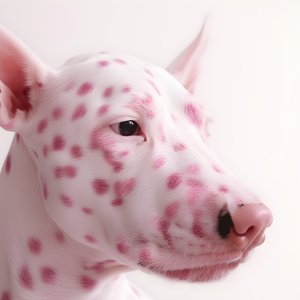Fascinating Close-up of Pig Pink on White Animal Dalmatian Spots in Moiré Pattern 1