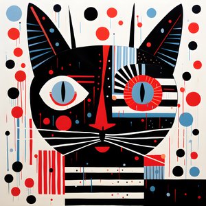 Cat in Black and Red Stripes 2