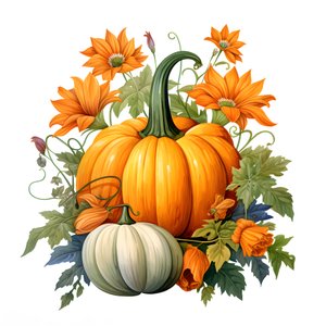 Pumpkin with Flowers Growing Out 2