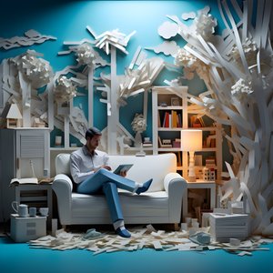 Man Sitting on a Sofa, Watching TV 2