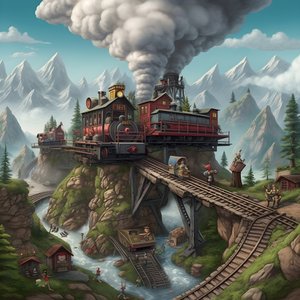 Mini Train with 3 Carriages and 1900 Locomotive with 6 Children Playing on the Train 3