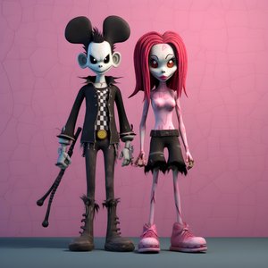 Nightmare Before Christmas Punk Pink Minnie and Mickey Mouse 4