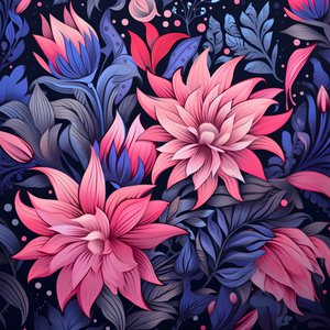A Bouquet of Flowers in Pink and Blue 1 by Kurt Heppke