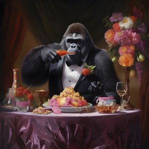 A Gorilla Eating 1