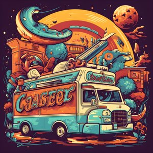 Artistic Event Poster for Food Trucks in a Skatepark in Northern California 1