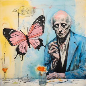 An Original Watercolor of an Angel Holding a Butterfly 1