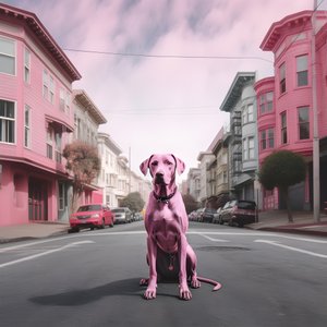 A Pink Dog in the Middle of San Francisco 1