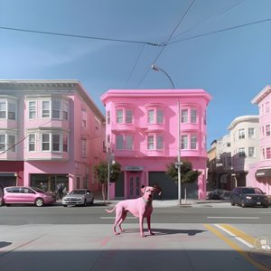 A Pink Dog in the Middle of San Francisco 2