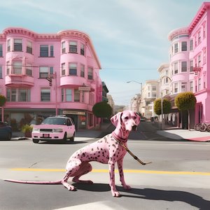A Pink Dog in the Middle of San Francisco 4 by Kurt Heppke
