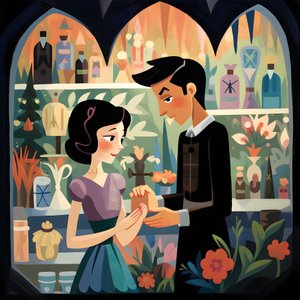 A Woman with Short Black Hair Paying a Shopkeeper, Black Market 2 by Kurt Heppke