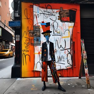 A Painted Figure Comes to Life as It Walks Down a Street in New York, Surreal Photo 4