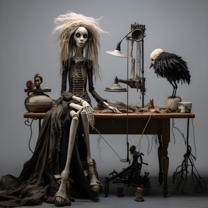 A Large Doll on a Table with a Skeleton on It 4 by Kurt Heppke