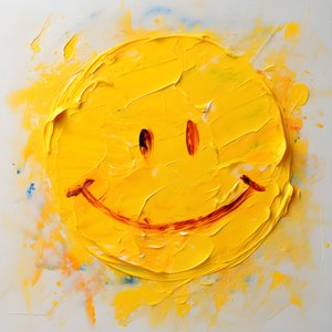 Yellow Smiley Face Painted in Impasto 1