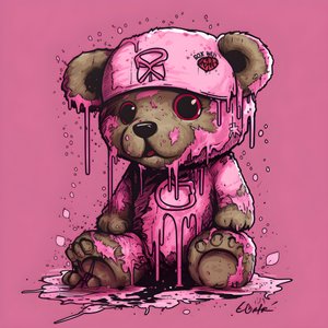 Pink Unisex Teddy with a Brown Tattoo on the Forehead 4