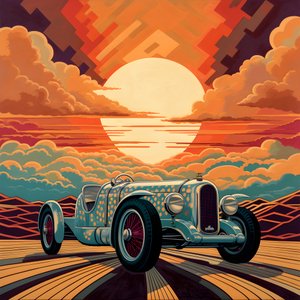 Beautiful, Elegant, Minimalist, Quilted Masterpiece in the Artistic Style of Shepard Fairey: 1 in Commemoration of the Grand Prix of Monaco 1940, Historic Race Cars Competing 3