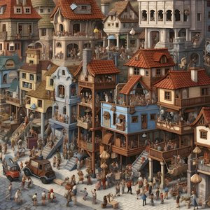 Town with many people