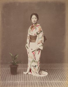 Woman with Potted Plant by Kusakabe Kimbei