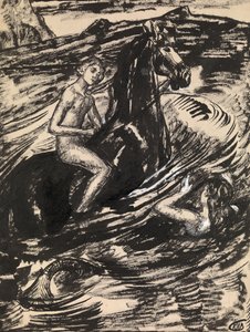 Illustration for The Princess of the Tide by Mikhail Lermontov by Kuzma Sergeevich Petrov Vodkin