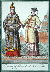 A Chinese Emperor and Noble Woman, from one of the costume studies by Jules Grasset de Saint-Sauveur (1757-1810) 1796