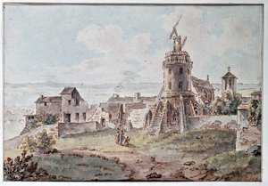 A Chappe telegraph at the top of a tower, by Goblain, late 18th century