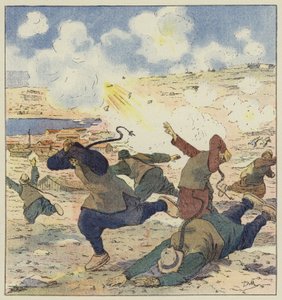 Flight of the Chinese at the first bombardment of Port Arthur by L. Malespine