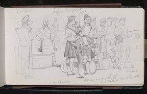 On parade. Drummers of the 79th. A sketch at Parkhurst by Lady  Butler